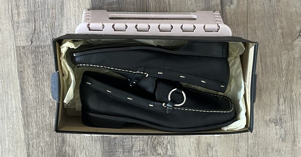 GH Bass Trolley Womens 8.5 Black Leather Loafer Slip On Heels with Buckle